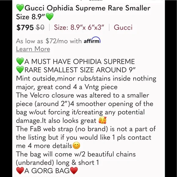 🚫SOLD🚫Gucci Ophidia GorG FAB Rare Smaller Size 9” FABULOUS EUC ♥️♥️ - Picture 16 of 16